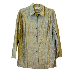 Chico’s 100% silk shimmery embroidered & beaded tunic